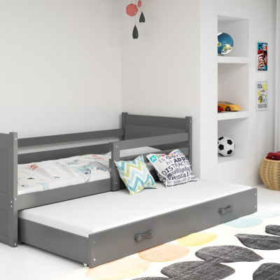 Dětská postel s přistýlkou a matracemi 90x200 FERGUS - grafit