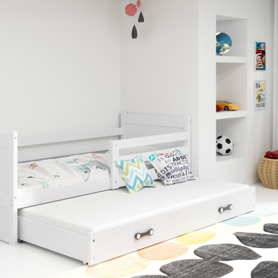 Dětská postel s přistýlkou a matracemi 80x190 FERGUS - bílá