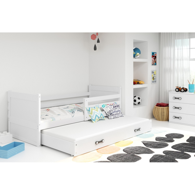 Dětská postel s přistýlkou a matracemi 80x190 FERGUS - bílá