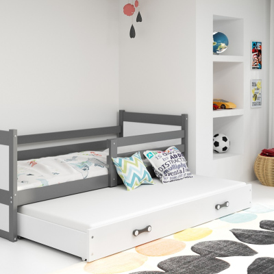 Dětská postel s přistýlkou a matracemi 80x190 FERGUS - grafit / bílá
