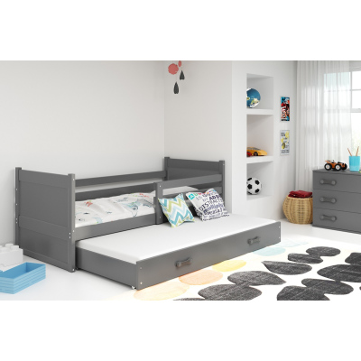 Dětská postel s přistýlkou a matracemi 80x190 FERGUS - grafit