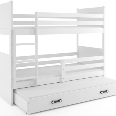 Dětská patrová postel s přistýlkou bez matrací 90x200 FERGUS - bílá