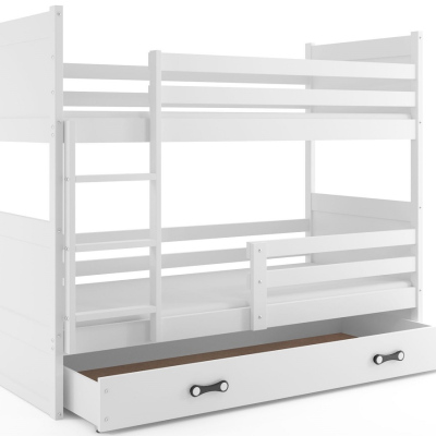 Dětská patrová postel s úložným prostorem s matracemi 80x190 FERGUS - bílá