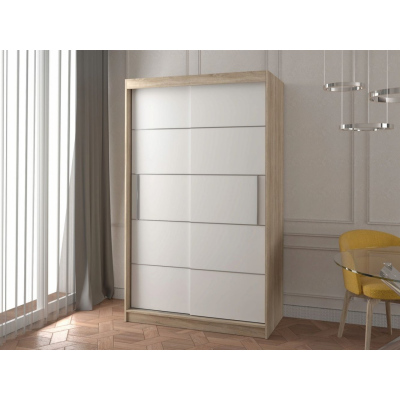 Moderní šatní skříň ZOREA 06 - šířka 120 cm, dub sonoma / bílá