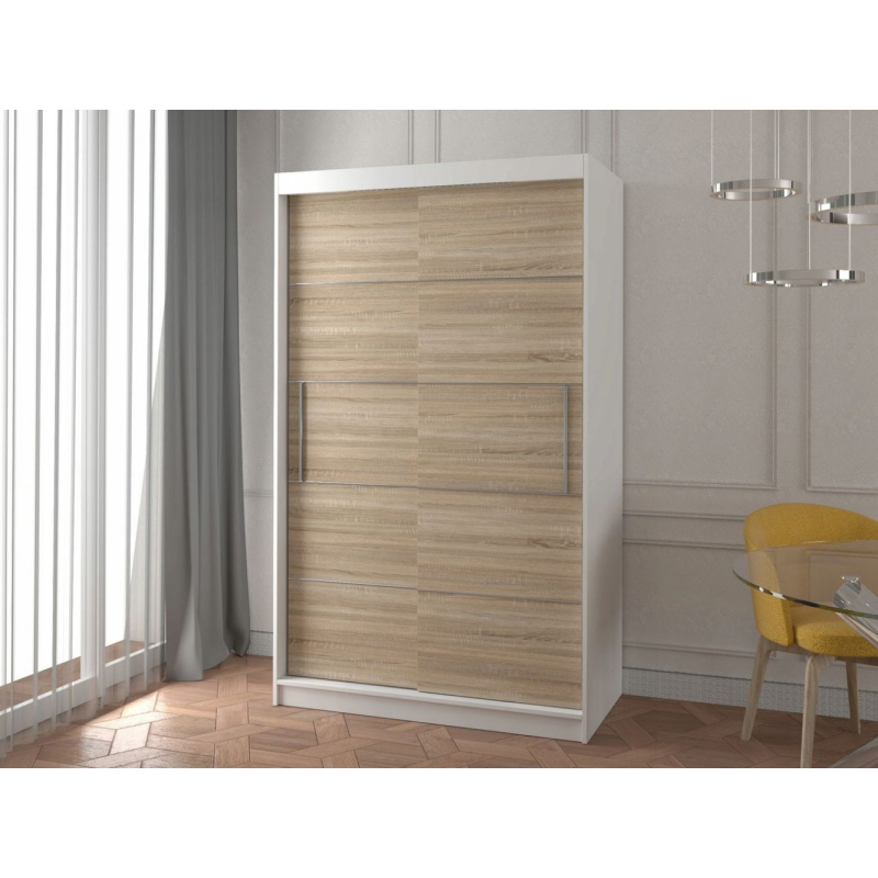 Moderní šatní skříň ZOREA 06 - šířka 120 cm, bílá / dub sonoma