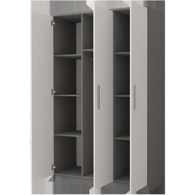 Třídveřová šatní skříň do dětského pokoje OLEG - šířka 120 cm, šedá / bílá