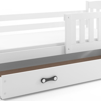 Dětská postel s úložným prostorem s matrací 90x200 BRIGID - bílá