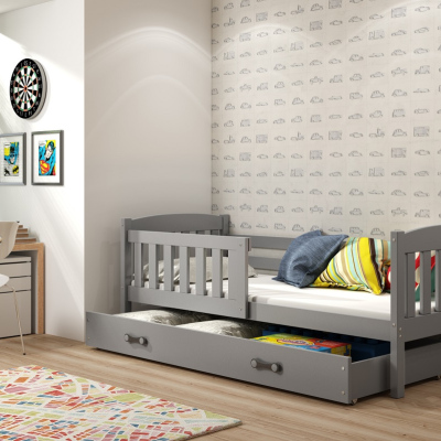 Dětská postel s úložným prostorem s matrací 90x200 BRIGID - grafit