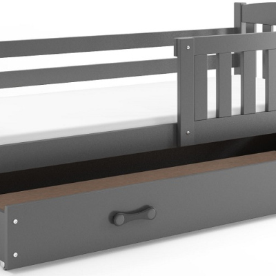 Dětská postel s úložným prostorem bez matrace 90x200 BRIGID - grafit