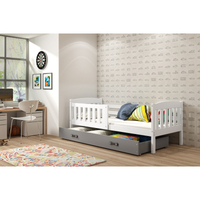 Dětská postel s úložným prostorem bez matrace 80x190 BRIGID - bílá / grafit