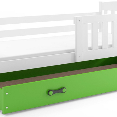 Dětská postel s úložným prostorem bez matrace 80x190 BRIGID - bílá / zelená