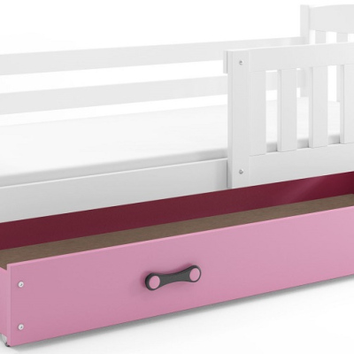 Dětská postel s úložným prostorem bez matrace 80x190 BRIGID - bílá / růžová