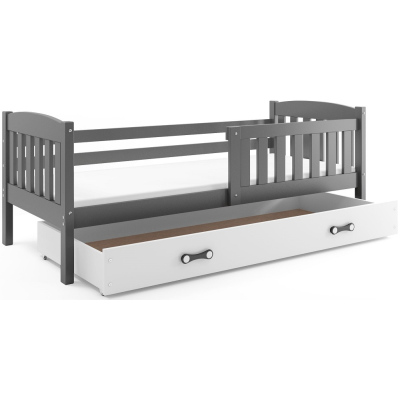 Dětská postel s úložným prostorem bez matrace 80x190 BRIGID - grafit / bílá