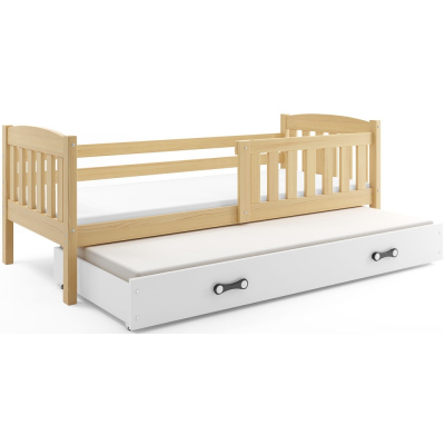 Dětská postel s přistýlkou a matracemi 90x200 BRIGID - borovice / bílá