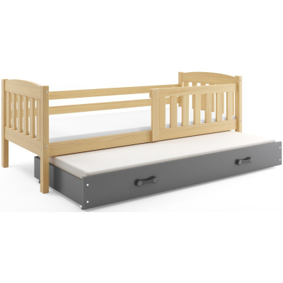 Dětská postel s přistýlkou bez matrací 90x200 BRIGID - borovice / grafit