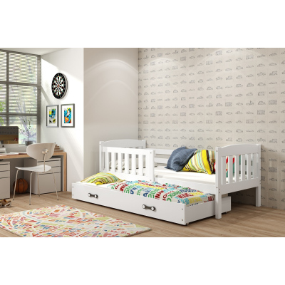 Dětská postel s přistýlkou a matracemi 90x200 BRIGID - bílá