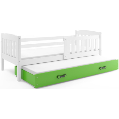 Dětská postel s přistýlkou bez matrací 90x200 BRIGID - bílá / zelená