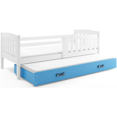 Dětská postel s přistýlkou bez matrací 90x200 BRIGID - bílá / modrá