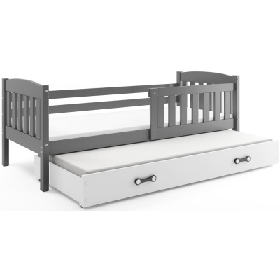Dětská postel s přistýlkou a matracemi 90x200 BRIGID - grafit / bílá