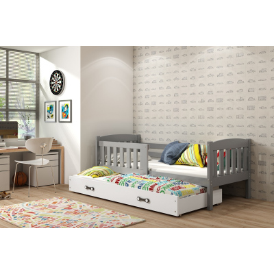 Dětská postel s přistýlkou bez matrací 90x200 BRIGID - grafit / bílá