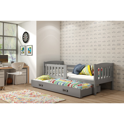 Dětská postel s přistýlkou a matracemi 90x200 BRIGID - grafit