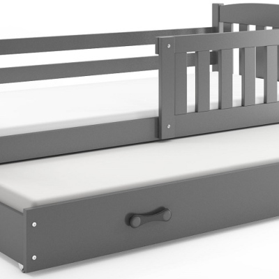 Dětská postel s přistýlkou bez matrací 90x200 BRIGID - grafit