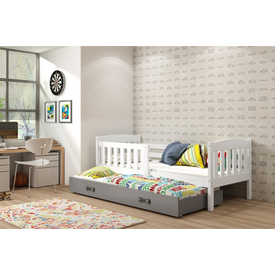 Dětská postel s přistýlkou a matracemi 80x190 BRIGID - bílá / grafit