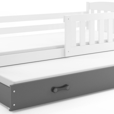 Dětská postel s přistýlkou bez matrací 80x190 BRIGID - bílá / grafit