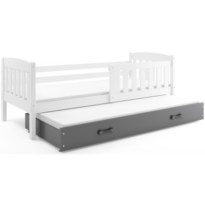 Dětská postel s přistýlkou bez matrací 80x190 BRIGID - bílá / grafit
