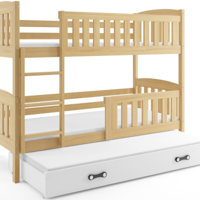 Dětská patrová postel s přistýlkou bez matrací 90x200 BRIGID - borovice / bílá