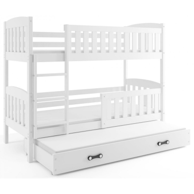 Dětská patrová postel s přistýlkou a matracemi 90x200 BRIGID - bílá