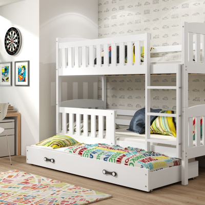 Dětská patrová postel s přistýlkou bez matrací 90x200 BRIGID - bílá