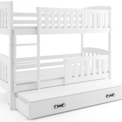 Dětská patrová postel s přistýlkou a matracemi 80x190 BRIGID - bílá
