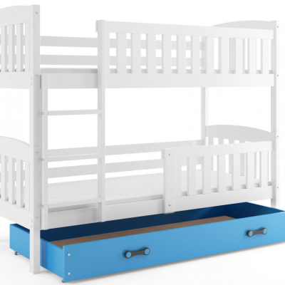 Dětská patrová postel s úložným prostorem bez matrace 90x200 BRIGID - bílá / modrá