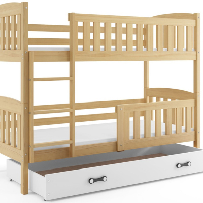 Dětská patrová postel s úložným prostorem bez matrace 90x200 BRIGID - borovice / bílá