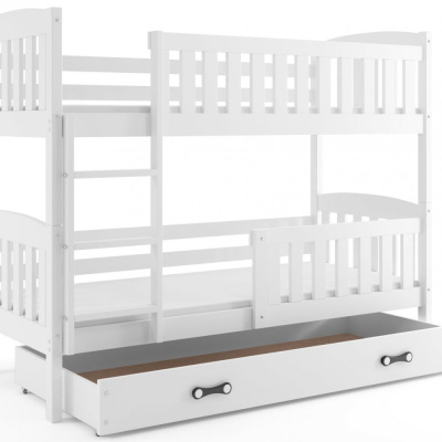 Dětská patrová postel s úložným prostorem s matracemi 90x200 BRIGID - bílá