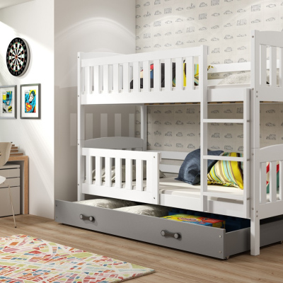 Dětská patrová postel s úložným prostorem bez matrace 90x200 BRIGID - bílá / grafit
