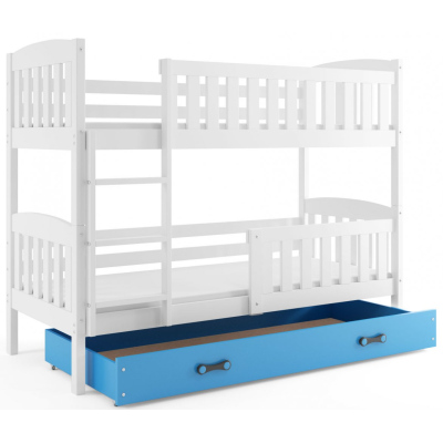 Dětská patrová postel s úložným prostorem s matracemi 80x190 BRIGID - bílá / modrá
