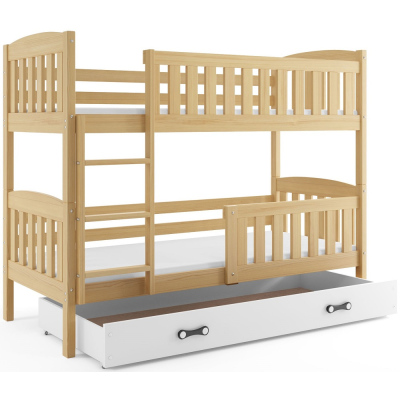 Dětská patrová postel s úložným prostorem bez matrace 80x190 BRIGID - borovice / bílá
