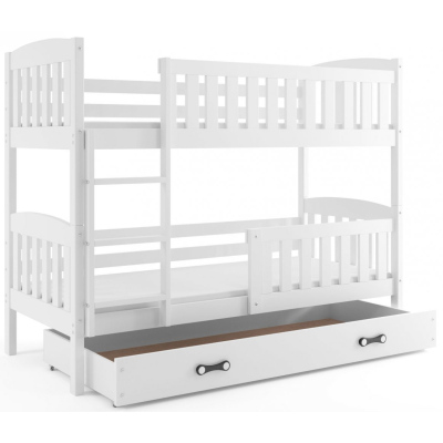 Dětská patrová postel s úložným prostorem bez matrace 80x190 BRIGID - bílá