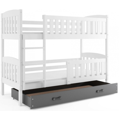 Dětská patrová postel s úložným prostorem s matracemi 80x190 BRIGID - bílá / grafit