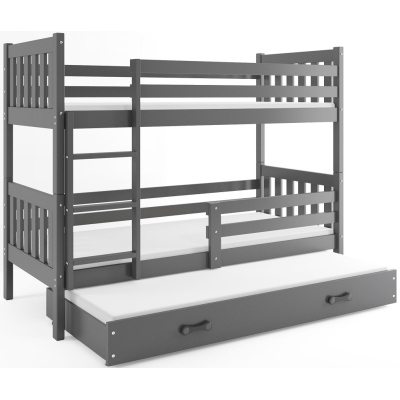 Dětská patrová postel s přistýlkou bez matrací 80x190 CHARIS - grafit