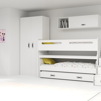 Dětská patrová postel s úložným prostorem a matracemi 80x200 IDA 1 - bílá