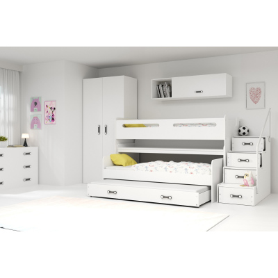 Dětská patrová postel s úložným prostorem a matracemi 80x200 IDA 1 - bílá