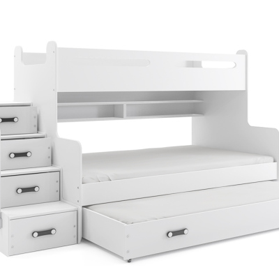 Dětská patrová postel s přistýlkou a matracemi 80x200 IDA 3 - bílá