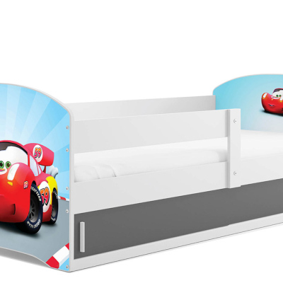 Dětská postel s úložným prostorem bez matrace 80x160 ZÁVODNÍK 1 - bílá