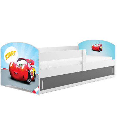 Dětská postel s úložným prostorem bez matrace 80x160 ZÁVODNÍK 1 - bílá