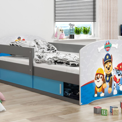 Dětská postel s úložným prostorem bez matrace 80x160 PEJSCI 1 - grafit