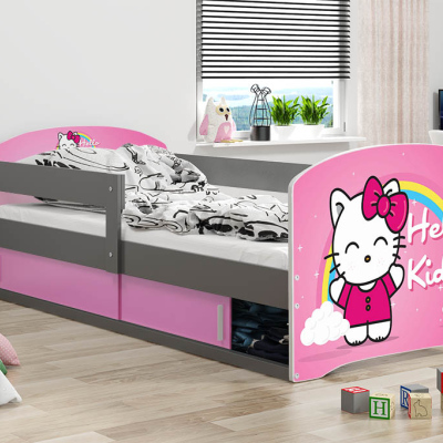 Dětská postel s úložným prostorem bez matrace 80x160 KOČKA 1 - grafit