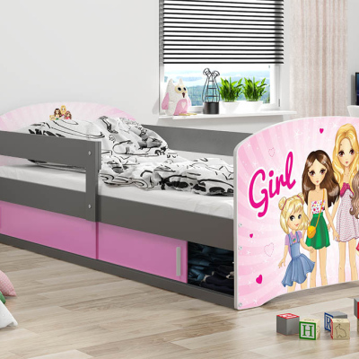 Dětská postel s úložným prostorem s matrací 80x160 HOLKY 1 - grafit